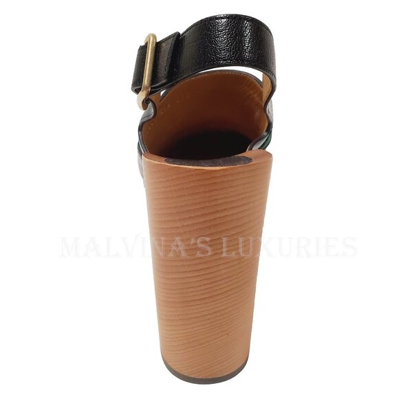 GUCCI SHOES HORSEBIT WEB BLACK LEATHER PLATFORM CLOGS w STUDS sz 39.5 9.5 - Picture 9 of 15